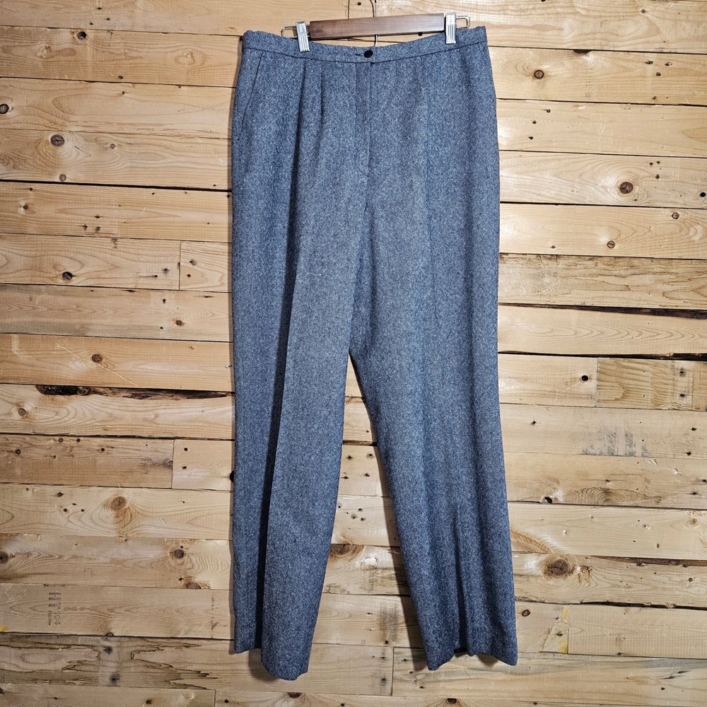 Pendleton Vintage 18 Pants Blue Wool Basketweave Pleated Trousers